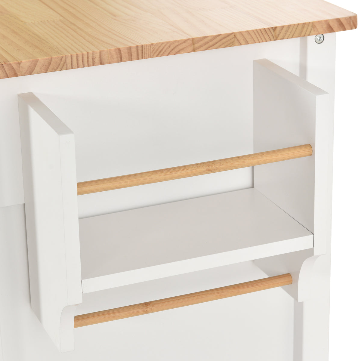 Kitchen Island Cart with Solid Wood Top and Locking Wheels,54.3 Inch Width,4 Door Cabinet and Two Drawers,Spice Rack, Towel Rack (White) WF286911AAW-djyc