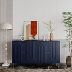 Modern Blue Lacquered 4 Door Wooden Cabinet Sideboard Buffet Server Cabinet Storage Cabinet, for Living Room, Entryway, Hallway, Office, Kitchen and Dining Room W1435133313-djyc