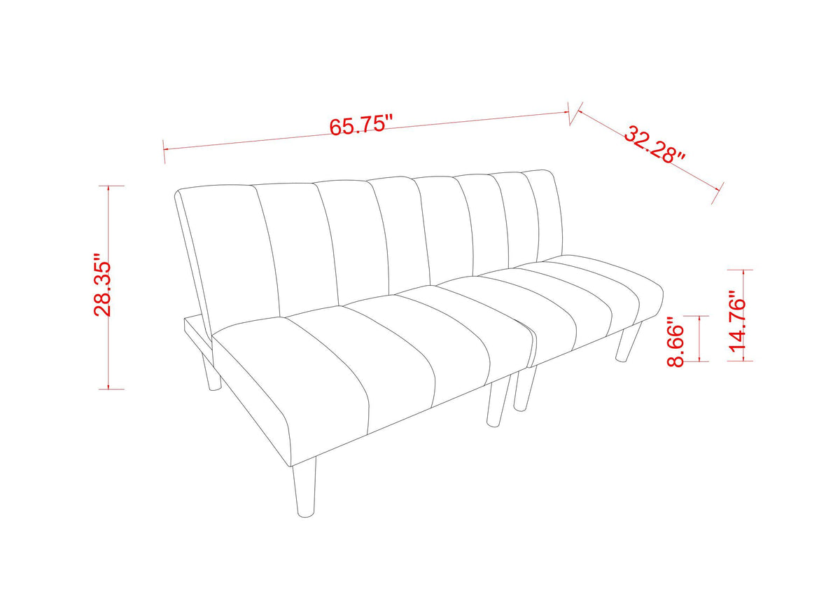 Corduroy fabric, wooden legs convertible sofa bed (Color:Black) W1669P156118-djyc