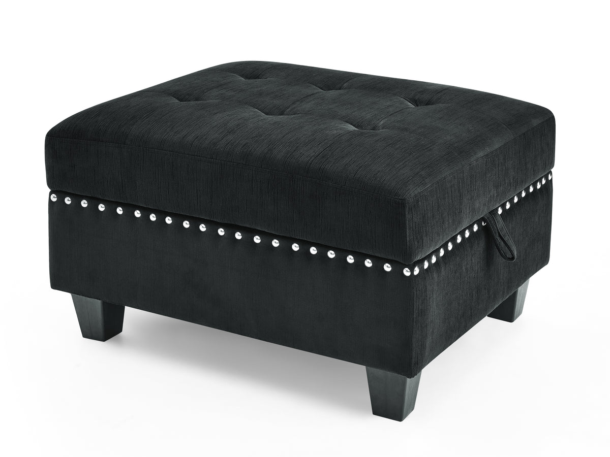 Ottomanfor Modular Sectional,Black Velvet (25.5"x31.5"x19") W48734863-djyc