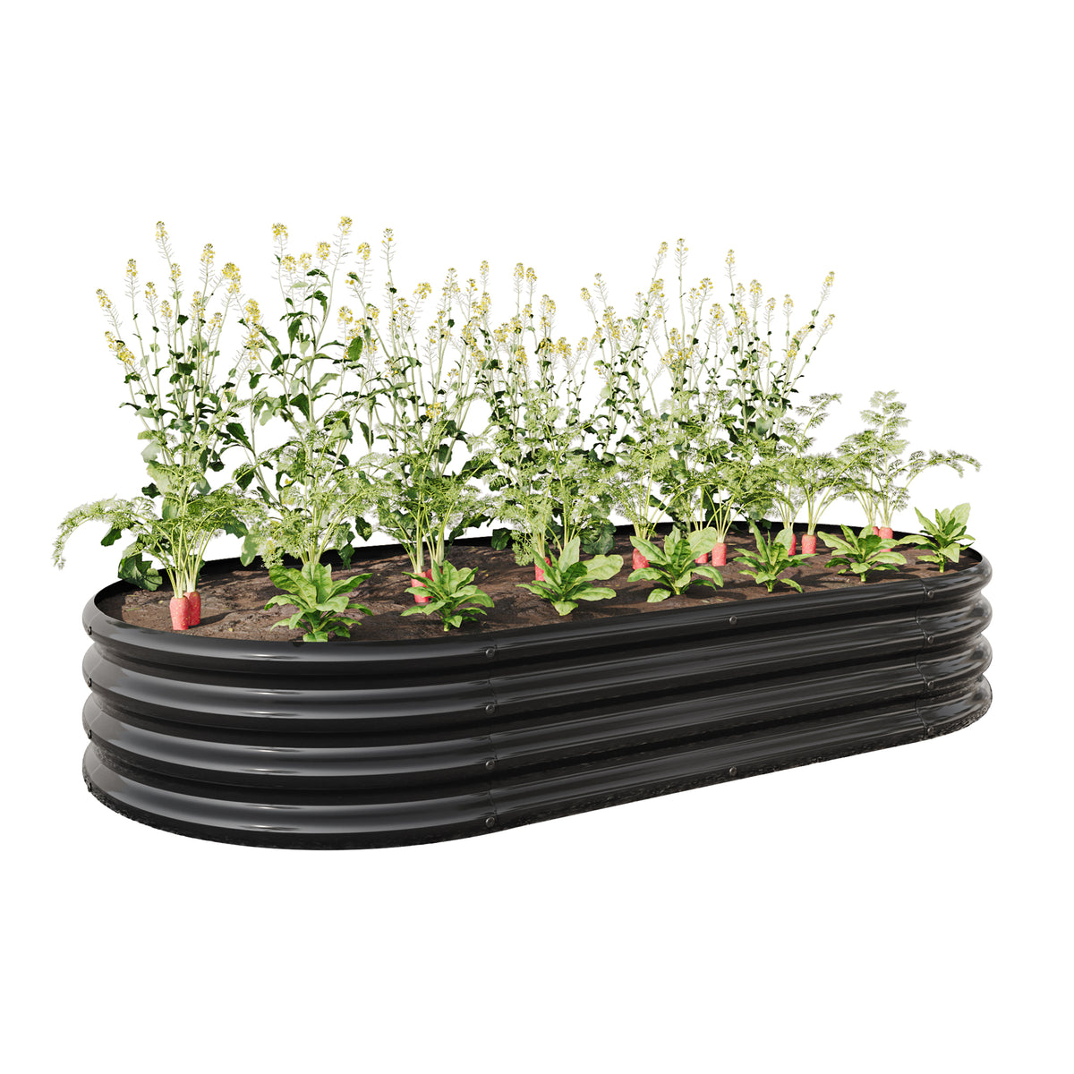 Raised Garden Bed Outdoor, Oval Large Metal Raised Planter Bed for for Plants, Vegetables, and Flowers - Black W840102508-djyc