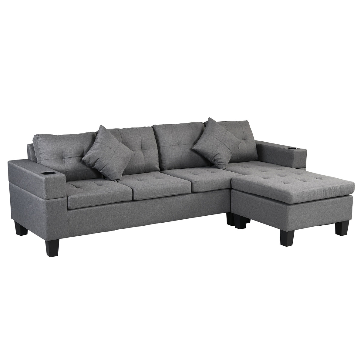 Sectional Sofa Set for Living Room with L ShapeChaise Lounge ,cup holder andLeft or Right Hand ChaiseModern 4 Seat W214S00007-djyc