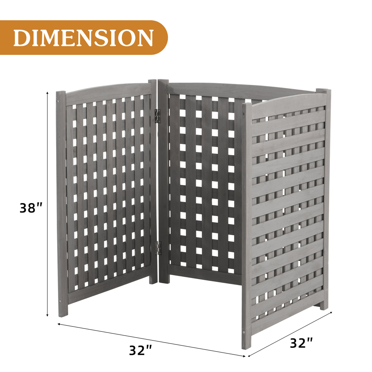 Air Conditioner Fence Screen Outside, Cedar Privacy Fence 3 Panels to Hide AC & Trash Enclosure, 32"W x 38"H W1390113801-djyc