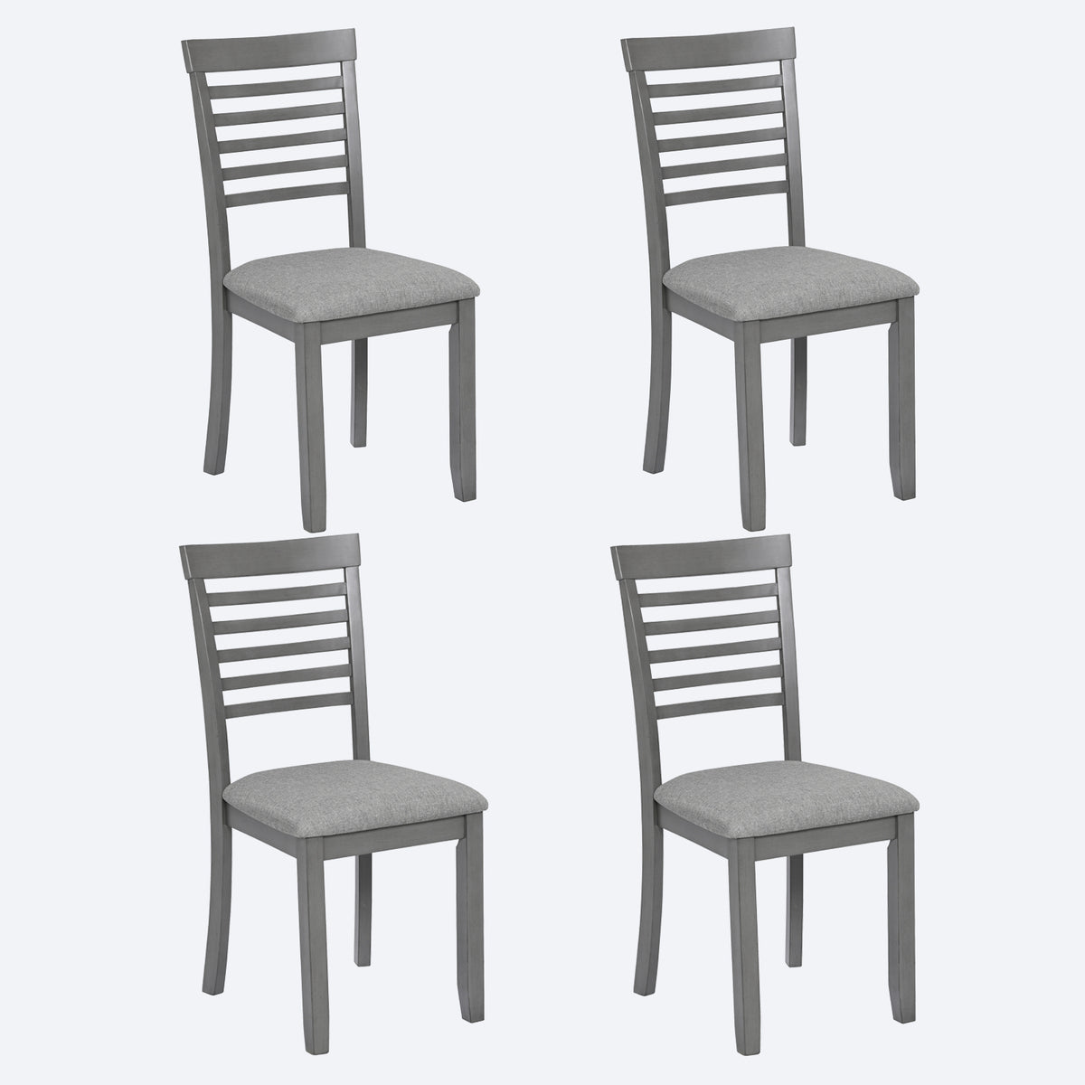 Wooden Dining Chairs Set of 4, Kitchen Chair with Padded Seat, Upholstered Side Chair for Dining Room, Living Room, Gray W1998126409-djyc