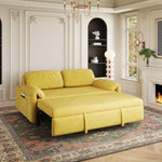 Dual-Purpose Velvet Sofa Bed: Elegant Yellow Sofa Transforms into a Retractable Bed for Your Living Room W1278P152680-djyc