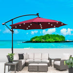 10 ft Outdoor Patio Umbrella Solar Powered LED Lighted Sun Shade Market Waterproof 8 Ribs Umbrella with Crank and Cross Base for Garden Deck Backyard Pool Shade Outside Deck Swimming Pool W65627956-djyc