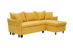 The 80-inch yellow corduroy L-shaped sofa comes with two small throw pillows that can be converted into a sofa bed for storage W1278S00029-djyc