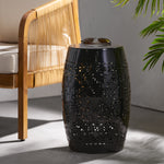 Modern Lace-Cut Barrel Side Table – Chic and Durable 61304.00BLK-djyc