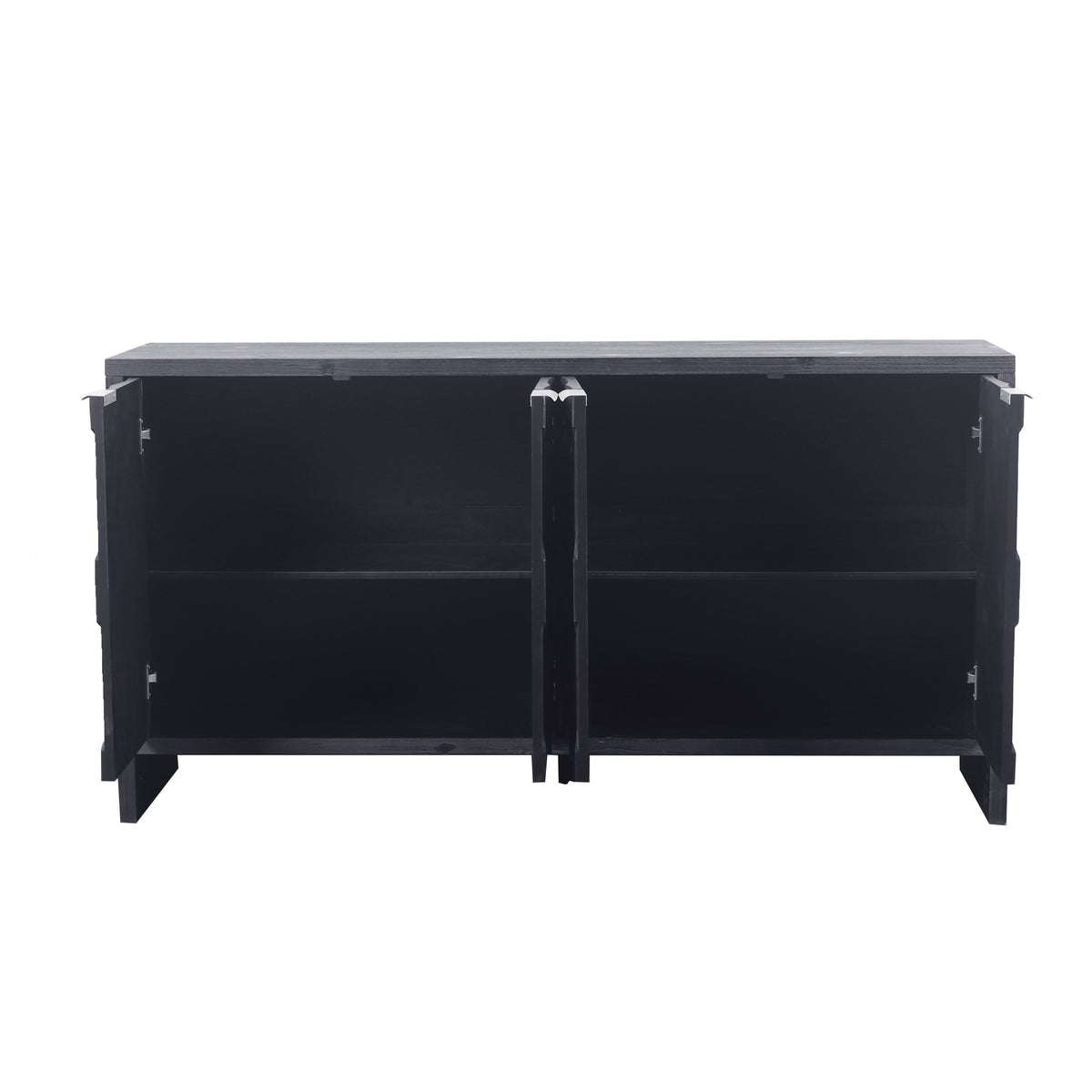 Accent Cabinet Farmhouse Style 4 Door Wooden Cabinet Sideboard Buffet Server Cabinet Storage Cabinet, for Living Room, Entryway, Hallway, Office, Kitchen and Dining Room, Distressed Black W1435P151583-djyc