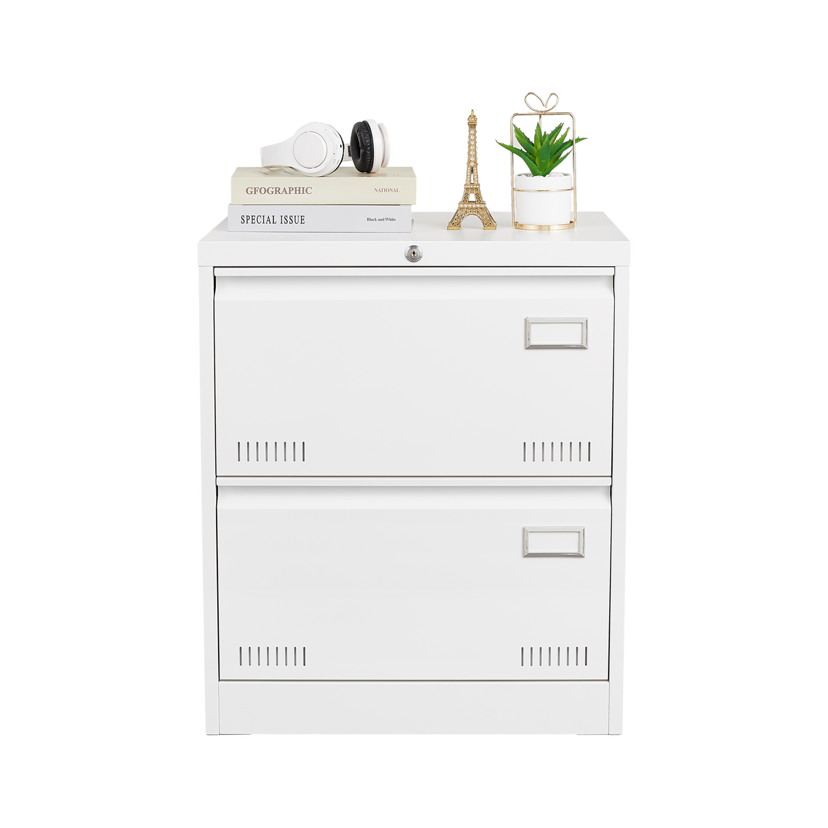 Filing Cabinet Lateral File Cabinet 2 Drawer, White Filing Cabinets with Lock, Locking Metal File Cabinets Three Drawer Office Cabinet for Legal/Letter/A4/F4 Home Offic W1247P160451-djyc