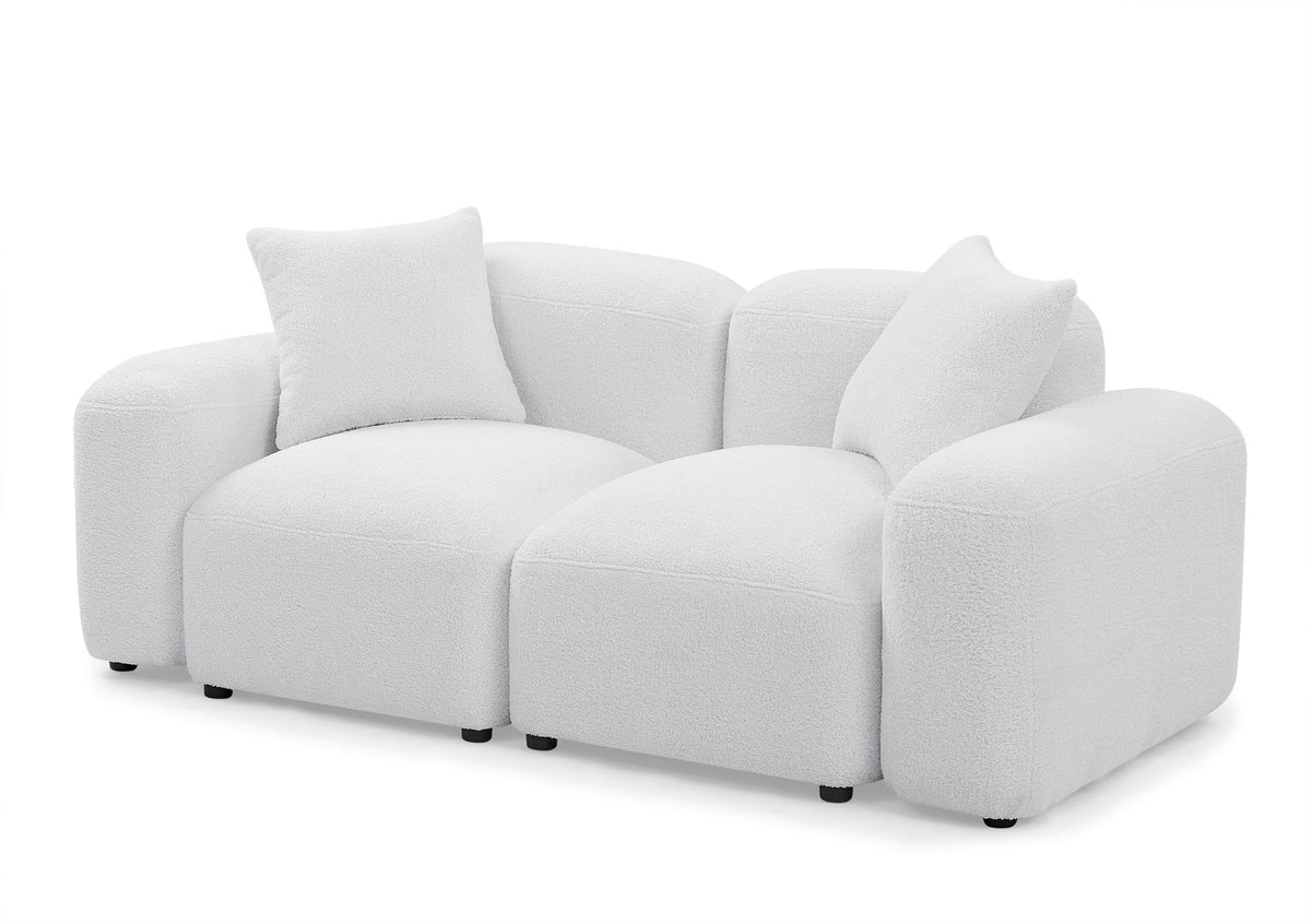 L-Shape Modular Sectional Sofa, DIY Combination,Teddy Fabric,White W487S00148-djyc