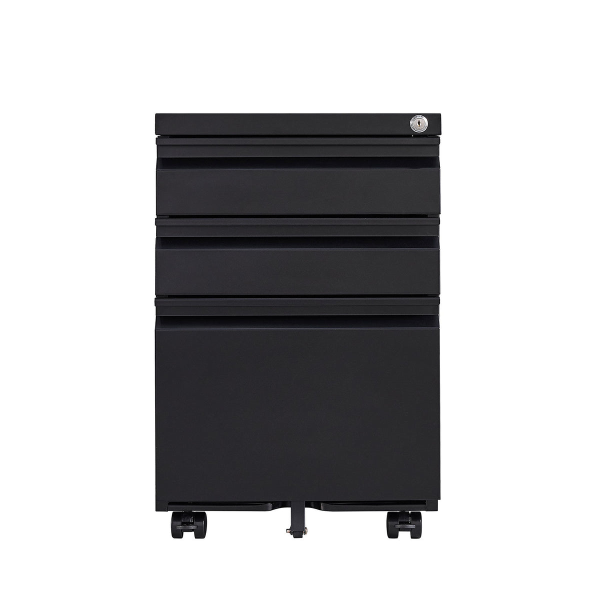 3-Drawer Mobile File Cabinet with Lock, Office Storage Filing Cabinet for Legal/Letter Size, Pre-Assembled Metal File Cabinet Except Wheels Under Desk(Black) W124770976-djyc