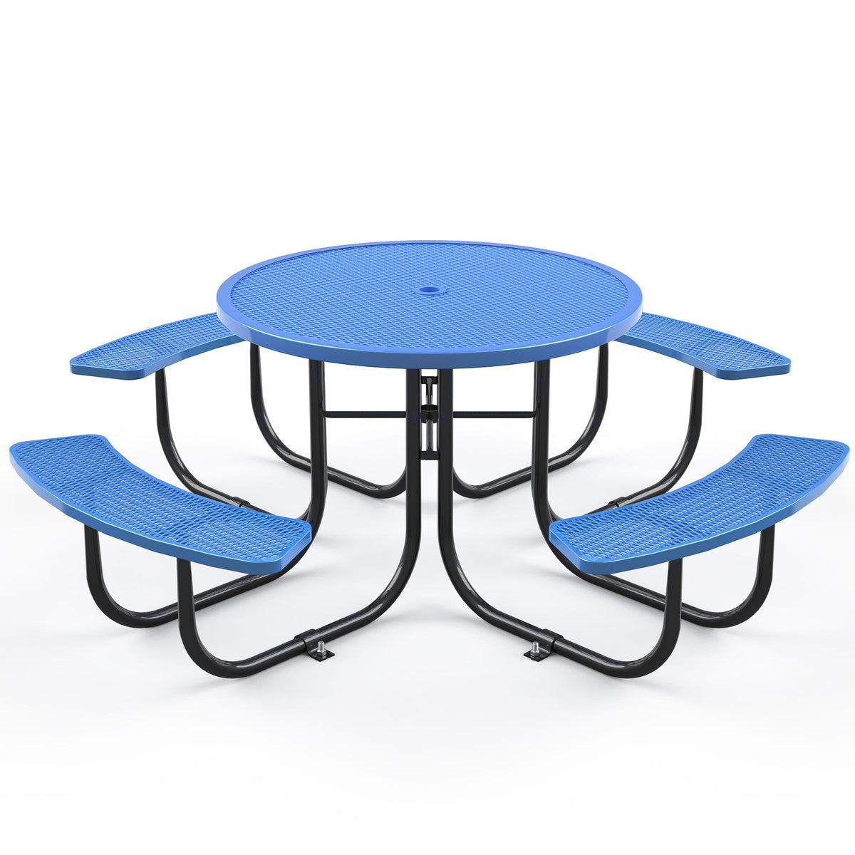 Round Outdoor Steel Picnic Table 46' with umbrella pole,Blue W1895S00009-djyc