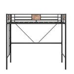 Metal Twin Loft Bed Frame with Stairs & Full-Length Guardrail, Space-Saving Design, No Box Spring Needed,, Noise Free, Black W840125869-djyc