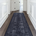 MAVAL Black Washable Rug 2'6'' x 10' Runner Rug (Black+Gray, 2'6'' x 10')-B189P189001