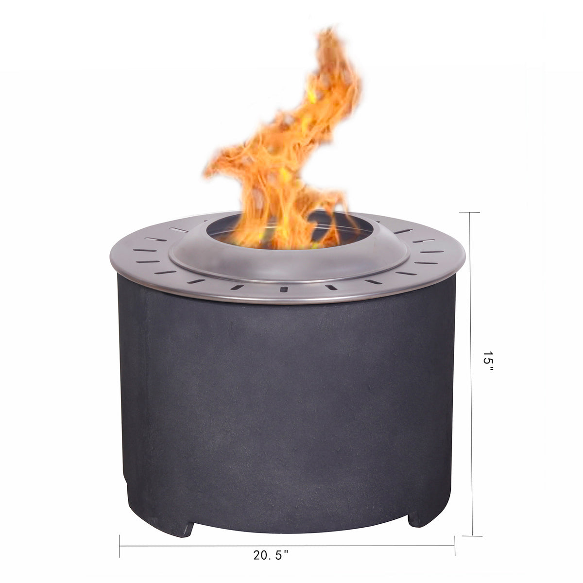 20.5 Inch x 15 Inch Dark Grey Faux Concrete Texture Smokeless Firepit With Wood Pellet/Twig/Wood As The Fuel W2029120106-djyc