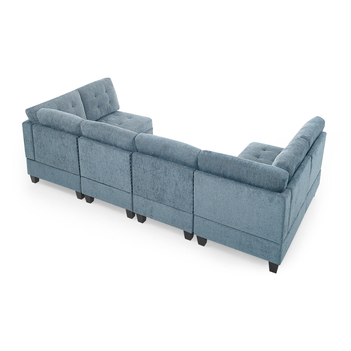 U shape Modular Sectional Sofa,DIY Combination,includes Four Single Chair and Two Corner,Navy Chenille W487S00189-djyc