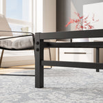 Queen Size Platform Bed Frame with Rustic Vintage Wood Headboard, Strong Metal Slats Support Mattress Foundation, No Box Spring Needed Rustic Brown W84084264-djyc