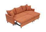 This 80-inch orange corduroy L-shaped sofa comes with two small throw pillows that can be converted into a sofa bed for storage W1278S00026-djyc
