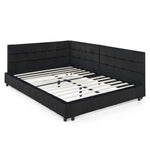 Full Size Upholstered TuftedBed Frame, Sofa Bed Frame with Comfortable Backrest and Armrests, Full Size Bed for Bedroom, Living Room,Velvet, Black(80.5''*59''*30.5'') W487S00222-djyc