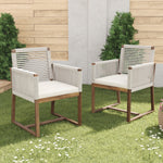 Outdoor Dining Chairs Set of 2, Acacia Wood Patio Armchair with Rope Design Back and Arms and Washable Cushion,for Backyard, Poolside, Garden,White N762P238694K-djyc