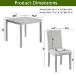 5 Piece Wooden Dining Table Set, Kitchen Table Set with a Square Table and 4 Upholstered Chairs, Wooden Dining Room Table with Crystal Decoration and Chairs Set for Kitchen, Dining Room, Silver grey W1998S00042-djyc