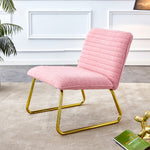 Modern minimalist pink plush fabric single person sofa chair with golden metal legs. Suitable for living room, bedroom, club, comfortable cushioned single person leisure sofa W1151121292-djyc