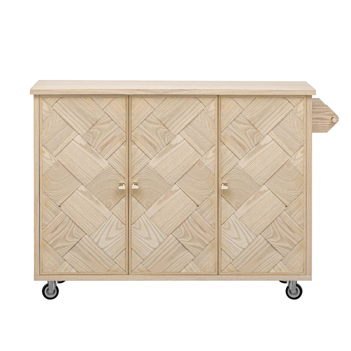 K&K 51.2"W Ash Veneer (Not Cheap Paper) Solid Wood Handwoven Kitchen Island with Drop Leaf, Coastal Kitchen Island on Wheels with Internal Storage Rack, Rolling Kitchen Cart, Nature Wood N707P207916Y-djyc