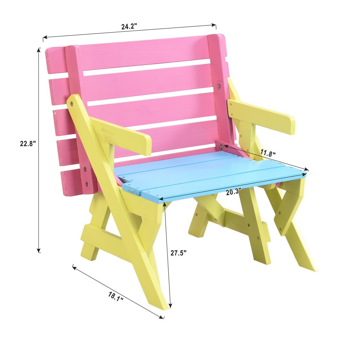 KID'S MULTI-FUNCTIONAL ARM CHAIR,TABLE+ 2 BENCHES (All-in-one) W495P170202-djyc