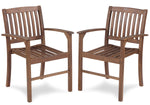 Acacia Wood Patio Dining Chair Set of 2, Solid Wood Indoor Outdoor Comfortable Seat Brown, Modern Farmhouse Chair for Kitchen, Bedroom, Living Room W2640P207939-djyc