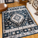 Area Rug 6x9 Vintage Bohemia Large Persian Non-slip Washable Rug For Living Room Kitchen Bedroom Living Room Geometry Blue/Black-W2907P265132