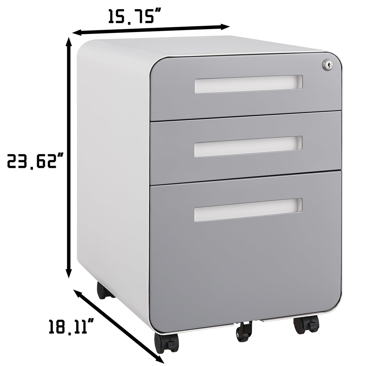 3 Drawer Mobile File Cabinet Under Desk Office,Simple Style Versatile Storage Cabinet for Legal/Letter/A4 Files, 5 Wheel Design Anti-Tilting Cold Rolled Steel Waterproof Moisture-Proof Black W1247P145909-djyc