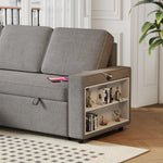 85.8" Pull Out Sleeper Sofa L-Shaped Couch Convertible Sofa Bed with Storage Chaise And Storage Racks,With USB Port And T-pyce Port W834S00268-djyc