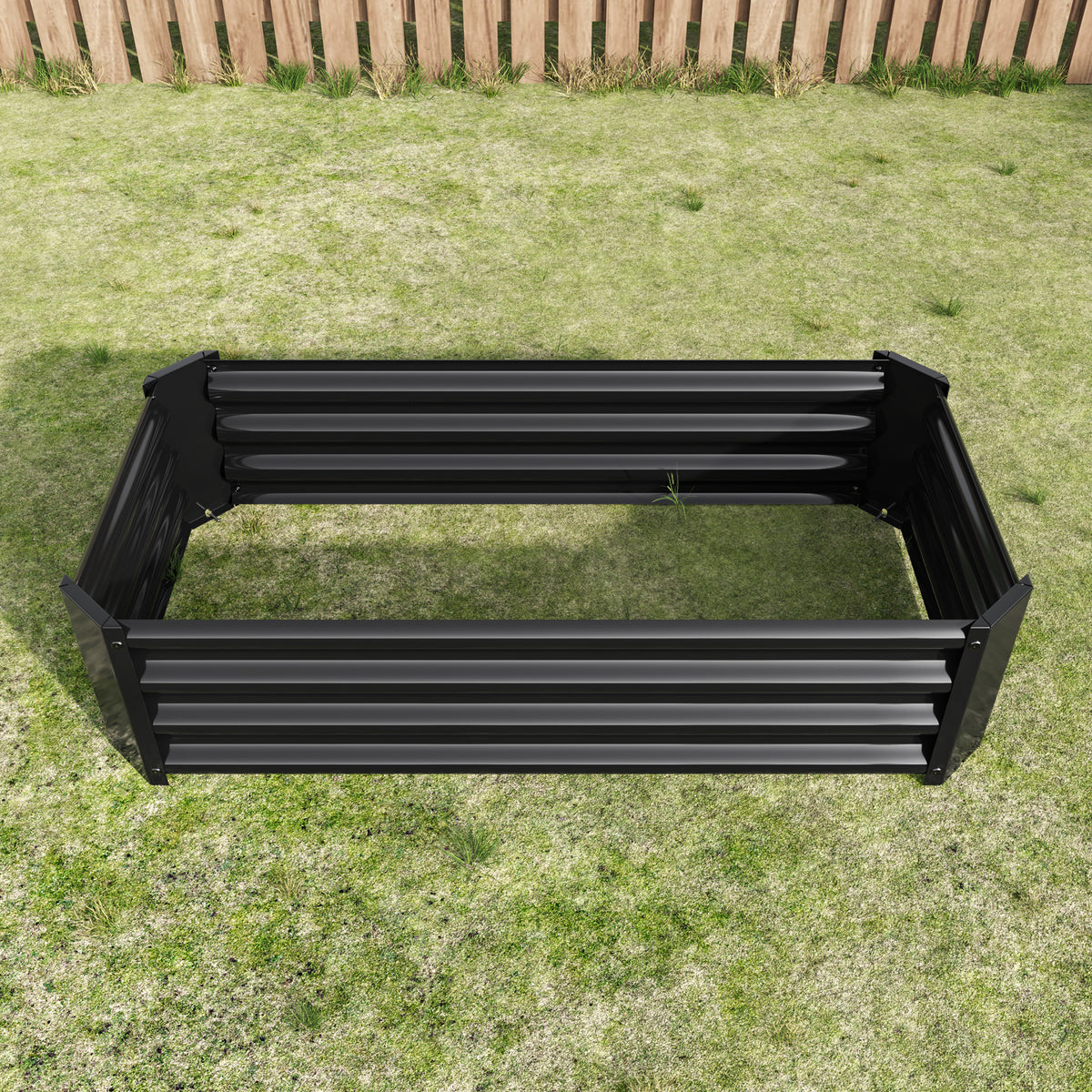 Metal Raised Garden Bed, Rectangle Raised Planter 4×2×1ftfor Flowers Plants, Vegetables Herb Black W84090999-djyc