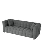 Grey teddy fleece sofa 80 inch discharge in living room bedroom with two throw pillows hardware foot support W1278141700-djyc