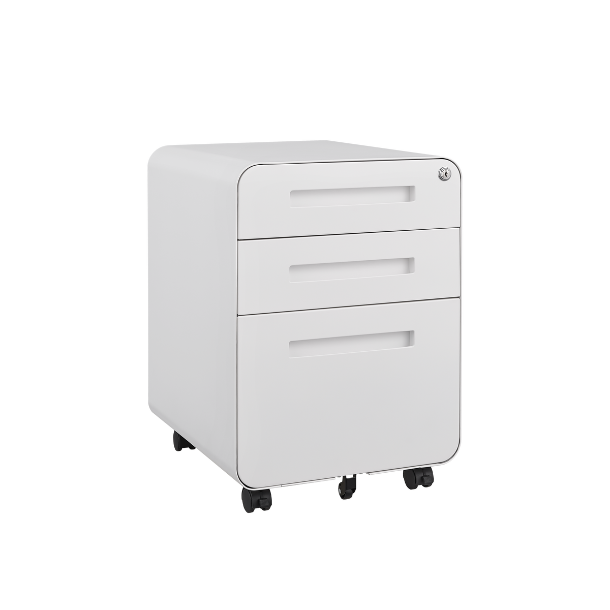 3 Drawer Mobile File Cabinet Under Desk Office,Simple Style Versatile Storage Cabinet for Legal/Letter/A4 Files, 5 Wheel Design Anti-Tilting Cold Rolled Steel Waterproof Moisture-Proof White W1247P145905-djyc