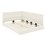 Full Size Upholstered Tufted Bed Frame, Sofa Bed Frame with Comfortable Backrest and Armrests, Full Size Bed for Bedroom, Living Room,Velvet, Beige(80.5''*59''*30.5'') W487S00223-djyc