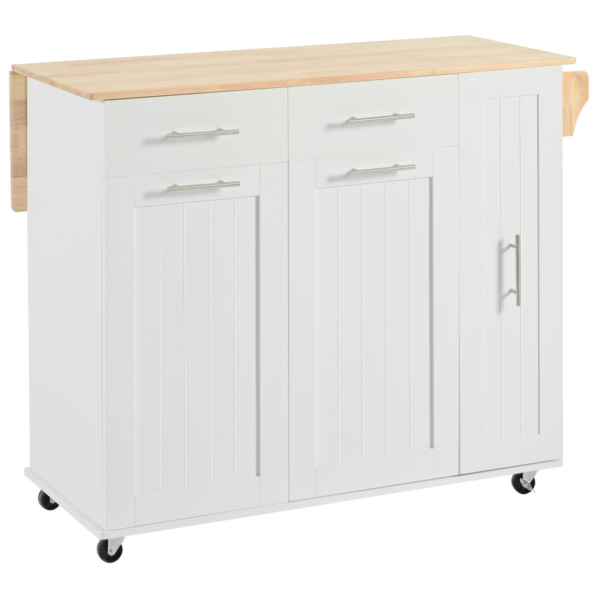 K&K Kitchen Island with Drop Leaf, Kitchen Storage Cart with 3 Tier Pull Out Cabinet Organizer, Internal Storage Rack, Rolling Kitchen Cart on Wheels with Towel Rack, 2 Drawers, for Kitchen, White WF531421AAW-djyc