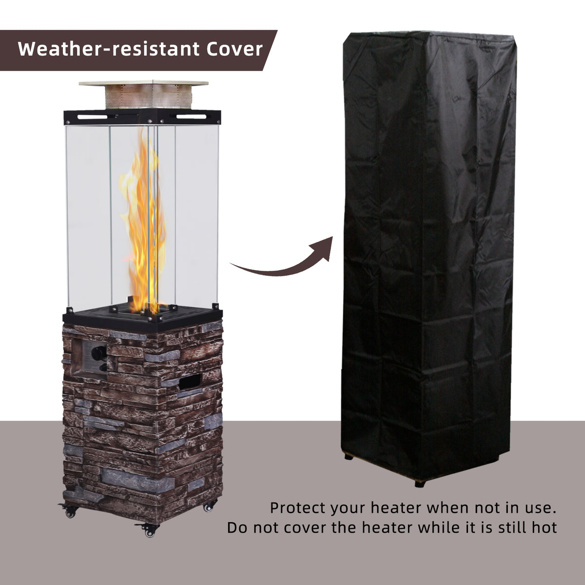 Good Design Faux Stone Texture Tempered Glass Outdoor Propane Gas Fire Heater W2029P164027-djyc