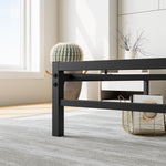 Full Size Platform Bed Frame with Rustic Vintage Wood Headboard, No Box Spring Needed Black W840P164957-djyc