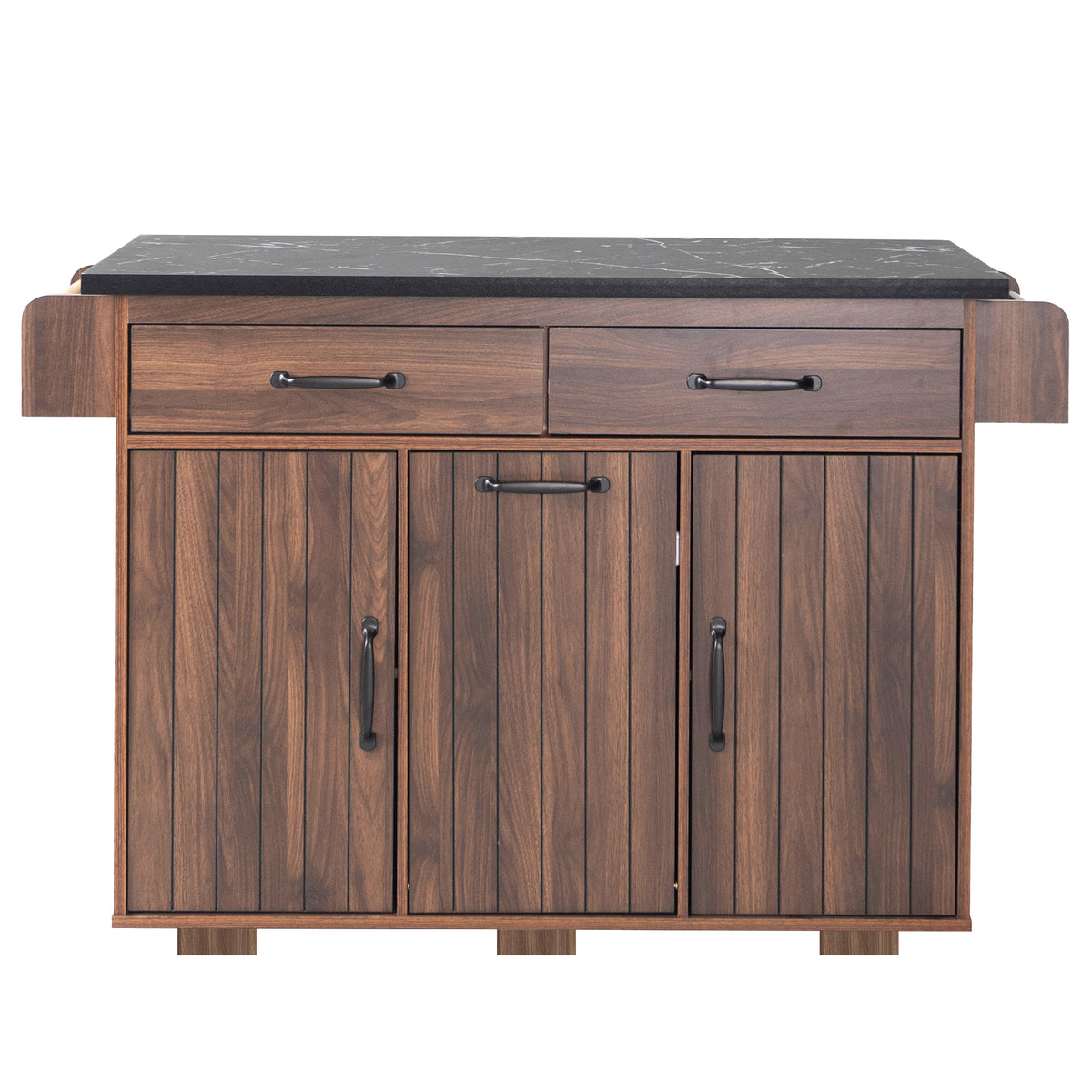 K&K Kitchen Island with Trash Can Storage Cabinet, Kitchen Cart with Drop Leaf, Spice Rack, Towel Rack and Drawer, Rolling Kitchen Island on Wheels with Adjustable Shelf, Walnut Brown WF326381AAZ-djyc