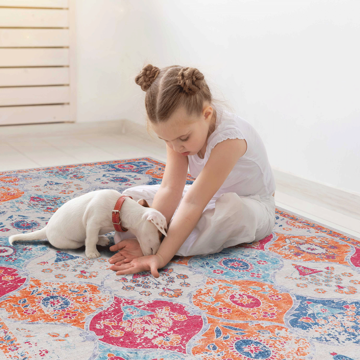 2x3 Cream Area Rug, Washable Area Rugs, Low-Pile, Non-Slip, Non-Shedding, Foldable, Kid&Pet Friendly, Area Rugs for living room, bedroom, kitchen, dining room rug, Perfect Gifts, (Cream, 2' x 3')-B189P189008