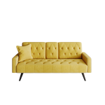 Compact Yellow Velvet Sofa Bed with Nailhead Trim Armrests & Dual Cup Holders - Perfect for Small Spaces, 72-Inch Length W1278P172941-djyc