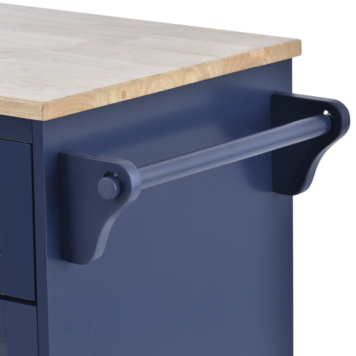 Kitchen Island Cart with Storage Cabinet and Two Locking Wheels,Solid wood desktop,Microwave cabinet,Floor Standing Buffet Server Sideboard for Kitchen Room,Dining Room,, Bathroom(Dark blue) WF296670AAN-djyc