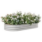 Raised Garden Bed Outdoor, Oval Large Metal Raised Planter Bed for for Plants, Vegetables, and Flowers - Silver W840102510-djyc