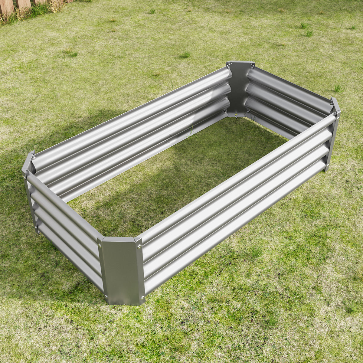 Metal Raised Garden Bed, Rectangle Raised Planter 4×2×1ftfor Flowers Plants, Vegetables HerbSilver W84091001-djyc