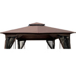 10x10 Ft Patio Double Roof Gazebo Replacement Canopy Top Fabric,Brown W419101852-djyc