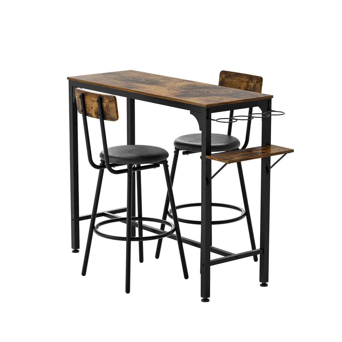 Wood Top Metal Base side tableIndustrial Bar Table with two chair--Adjustable table base Bistro Whiskey Pub Table,47.44"W x 15.75"D x 35.43"H W1903P149223-djyc