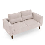 Convertible Futon Sofa Bed, Comfy Loveseat Sleeper Sofa with Adjustable Armrest, Strengthen Wood, Thick Padded Cushion, Small 2 Seater Couch for Living Room, Bedroom, Pink W487P180472-djyc