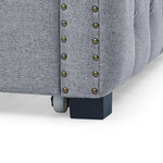Daybed with Trundle Upholstered Tufted Sofa Bed, with Button and Copper Nail on Square Arms,Full Daybed & Twin Trundle, Grey(85"x57"x31.5") W487S00101-djyc